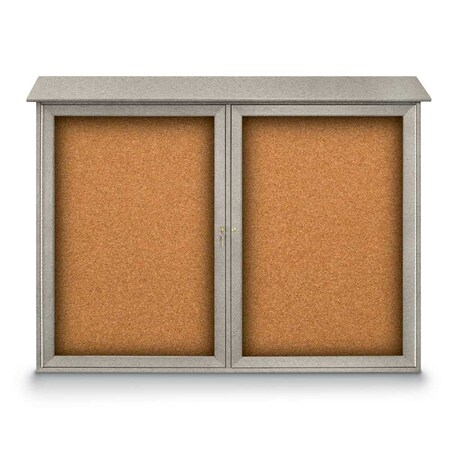 United Visual Products Indoor Enclosed Combo Board, 48"x36", Satin Frame/Grey & Apricot UVCB4836-GREY-APRICOT